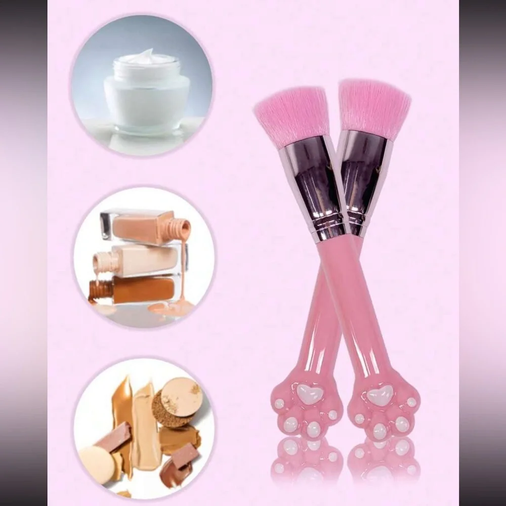 Princess Rose Pink Makeup Brush Foundation Brush Cat Paws Claw Monogram